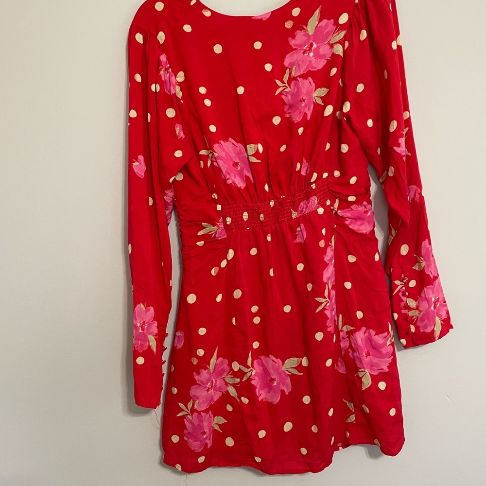 Free People Red Floral Mini Dress - Picture 4 of 4